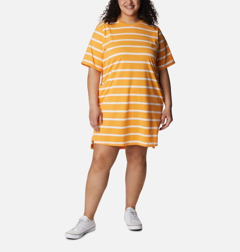 Women's Columbia Sun Trek T-Shirt Dress Stripe | Plus Size CA-W4561